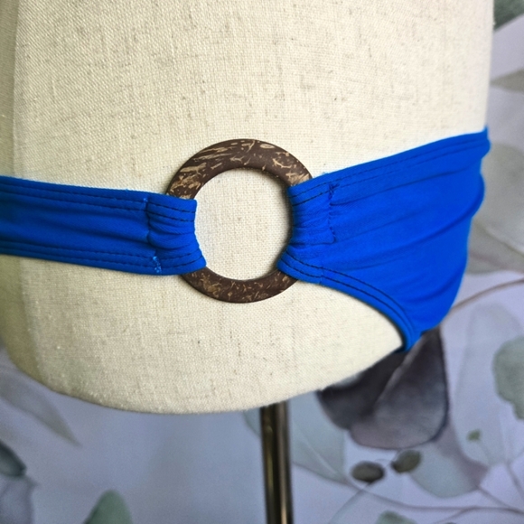 MODA STAR SWIM | Turquoise Halter Coconut Ring Bikini sz XS - Picture 2 of 12